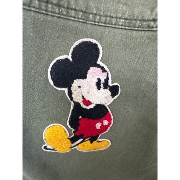 Linne by Gunda Japanese Denim Army Green Midi Skirt Embellished Mickey Women 30" - Picture 6 of 11